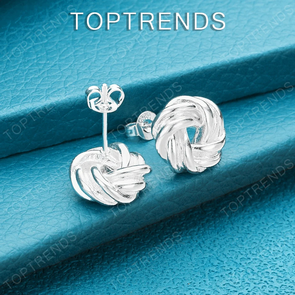 Korean Style 925 Sterling Silver Knotted Braided Stud Earrings Fashion Simple Jewelry Accessories For Women Birthday Party Gifts