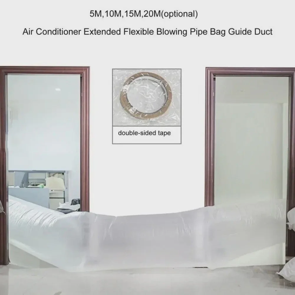 Air Duct Bag For Air Conditioner For Cooling 8/10/15/20M Flexible PE Material Transparent White For Indoor Airflow Control