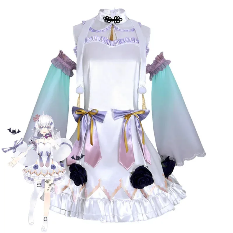 

Аниме виртуальный YouTuber Higashi Yukihasu косплей костюм VTuber Blanche Fleur японское кимоно платье парик Лолиты женский сексуальный костюм; 2