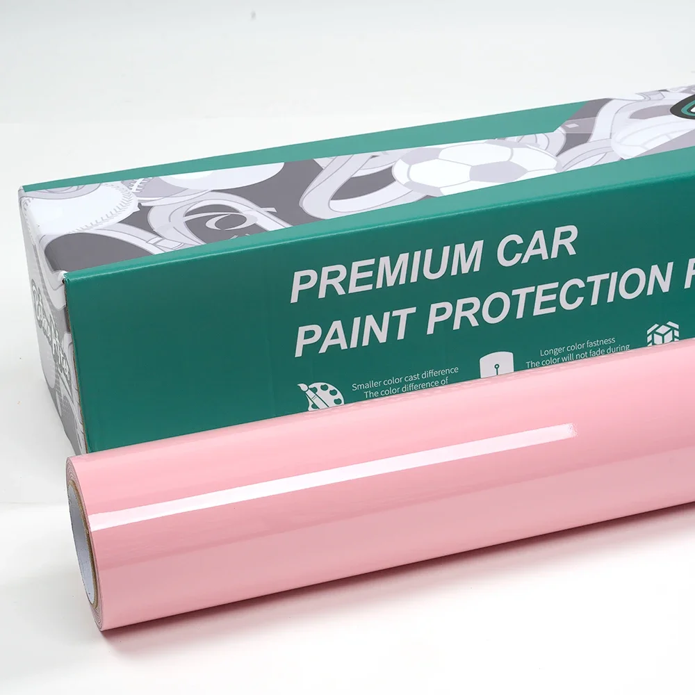 2025 Fabriek Aangepaste Auto Inpakfolie PET Liner 55ft Volledige Roll Voertuig Wikkelen Super Gloss Rouge Poeder Auto Vinyl Wrap Film