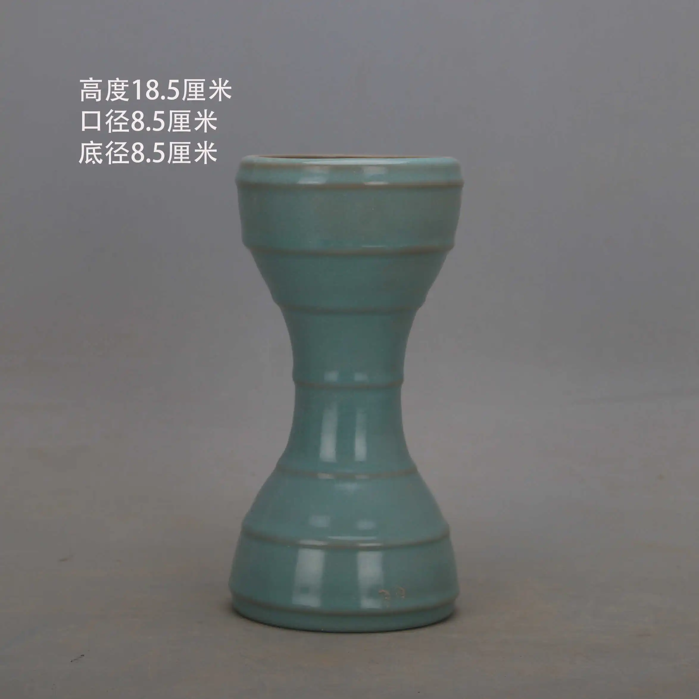 Song Ru Celadon Bamboo Joint Flower Gu Vase Spur Firing Vintage Porcelain Home Decor Collectible