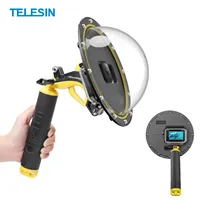 TELESIN Dome Port for DJI Action 5 Pro 4 3 Gopro Hero 13 12 11 10 9 7 6 5 Diving Waterproof Housing with Floating Grip Trigger