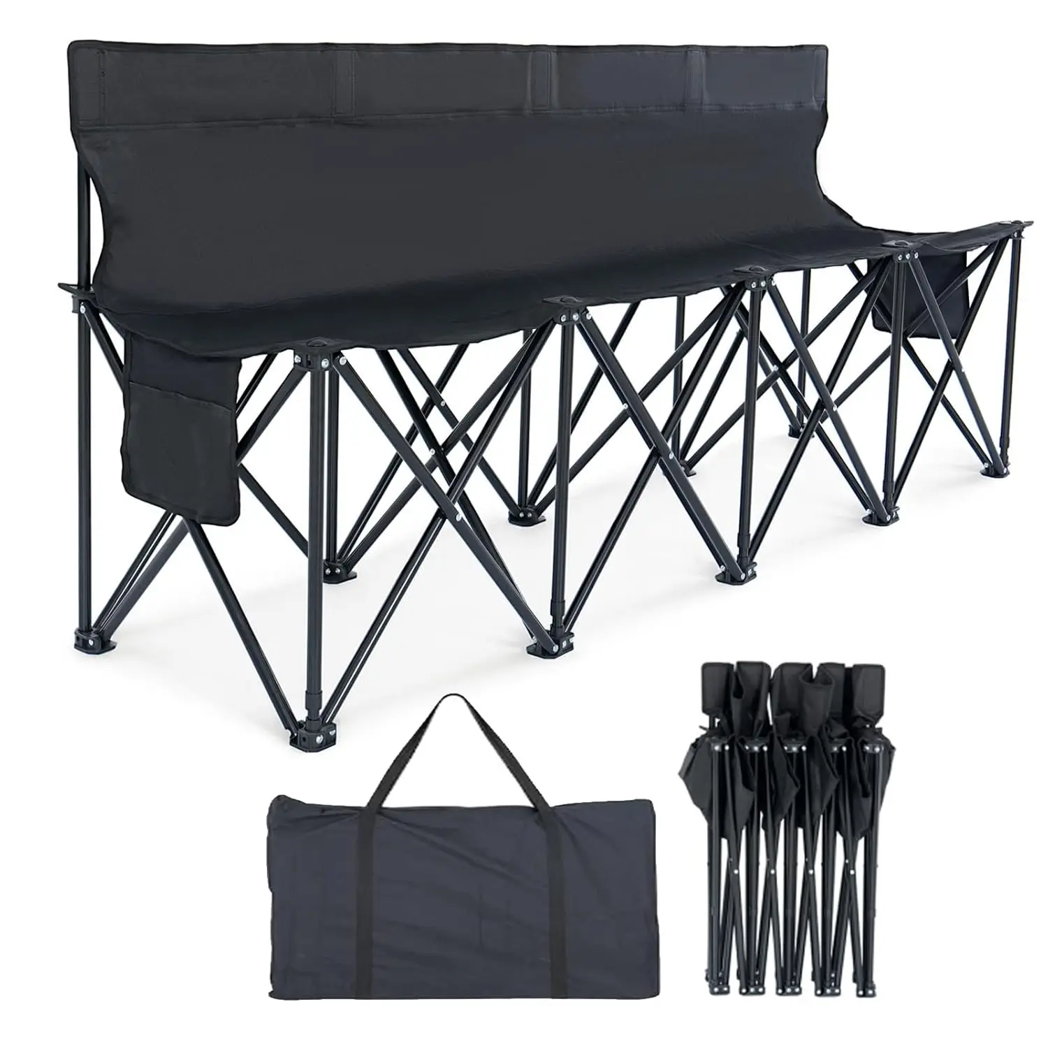 

Портативная складная скамья для футбола на 4 места с сумкой для переноски, скамья для команды, складная скамья для фанатов на стадионе, для футбольных тренировок на открытом воздухе, с возможностью индивидуализации