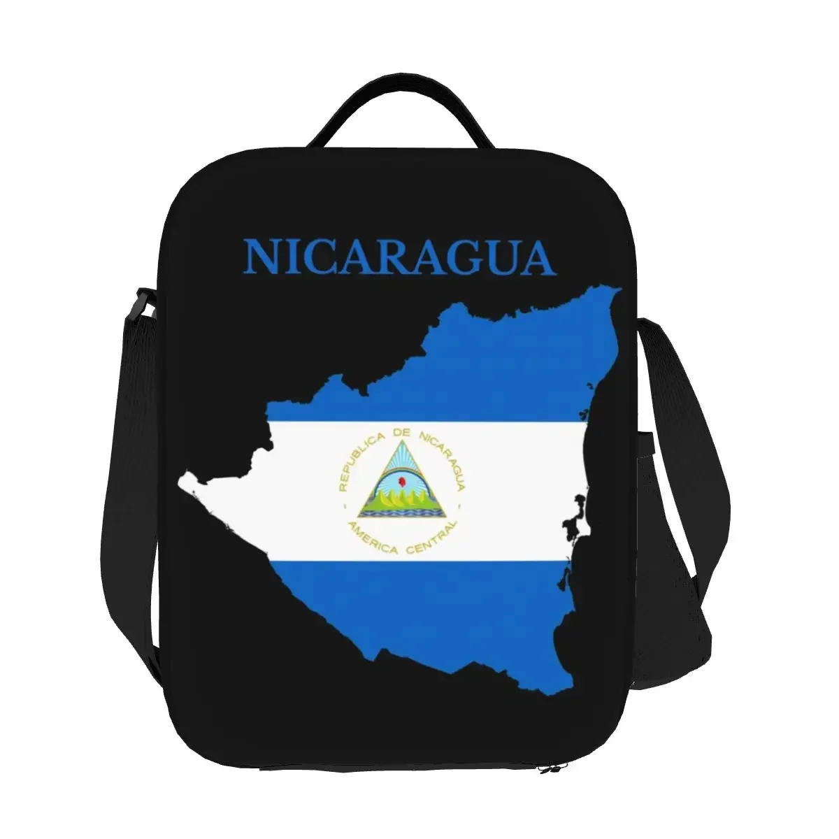 Borsa da pranzo isolata con bandiera della mappa del Nicaragua per le donne borsa da pranzo termica patriottica fiera borsa da Picnic per ufficio