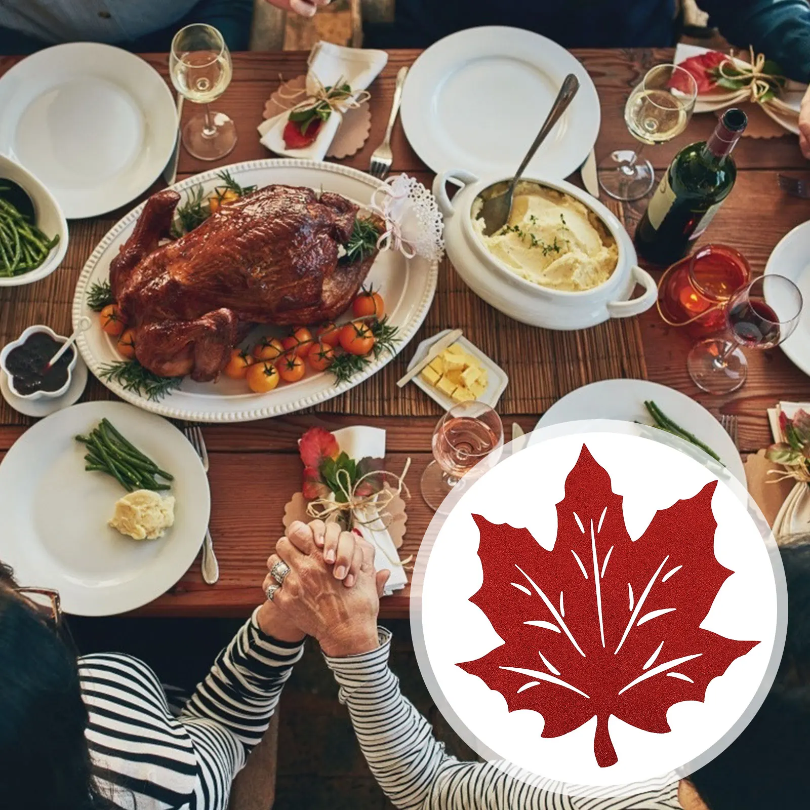 

2PCS Placemats Non Wovens Thanksgiving Table Mat Decors Prevent Oil Family Thanksgiving Decors Hotel Party