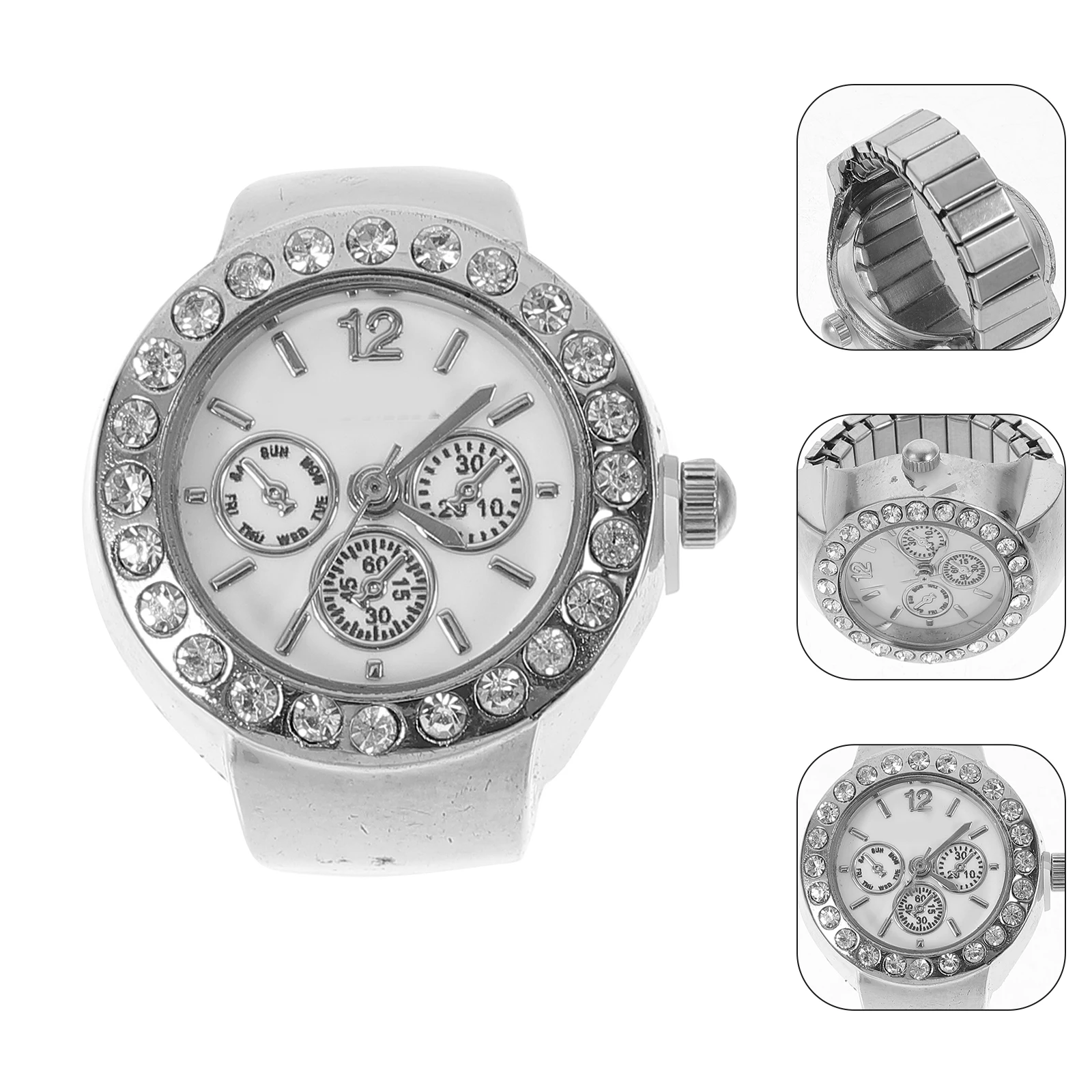 

Кварцевые часы с кольцом, модные часы из сплава стекла с круглым пальцем для мужчин, повседневные часы для мероприятий, вечеринок, свиданий, стильная легко сочетающаяся одежда