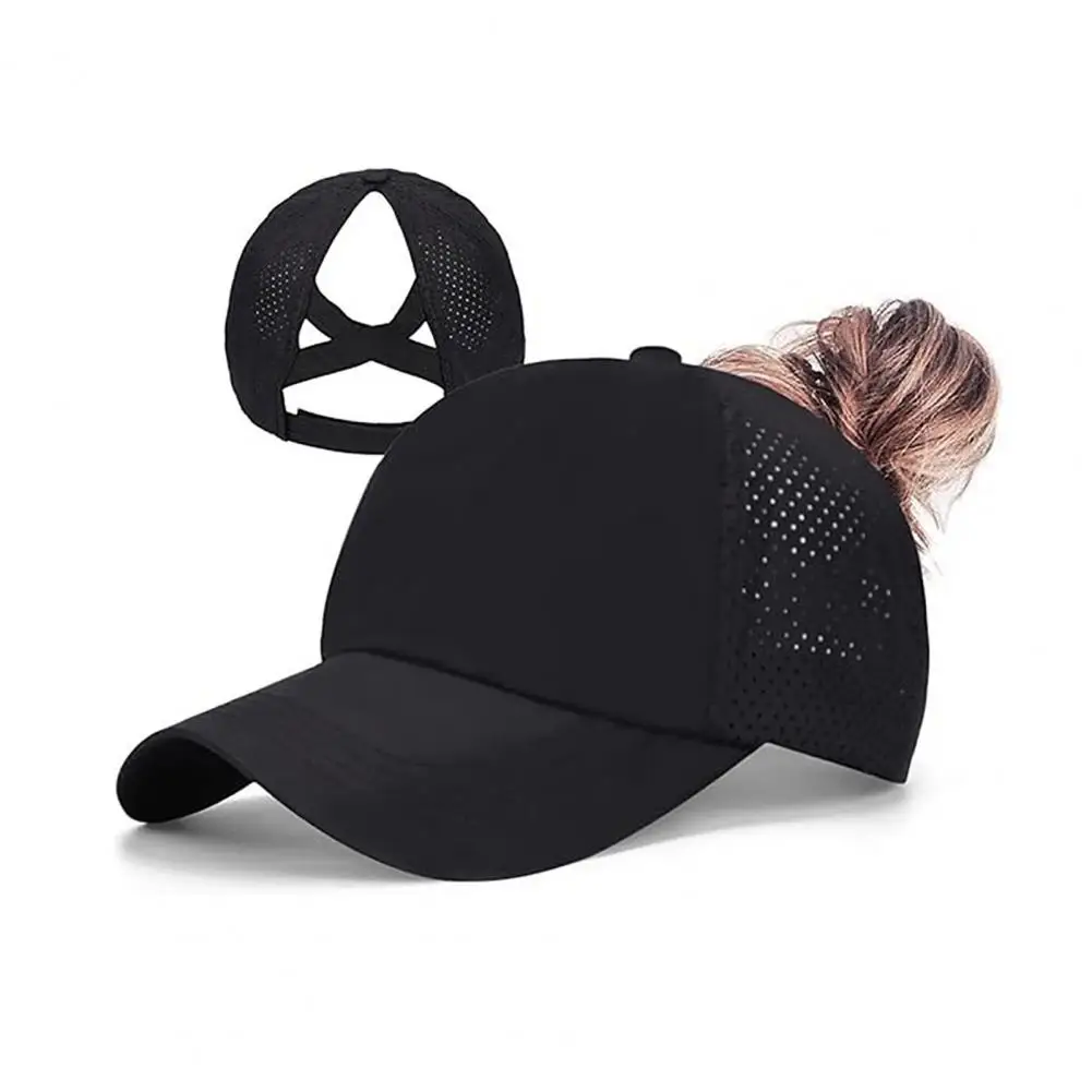 Elastic Strap Baseball Hat Gym Workout Headwear Women Baseball Cap with Adjustable Elastic Straps Quick-drying Sun for Running