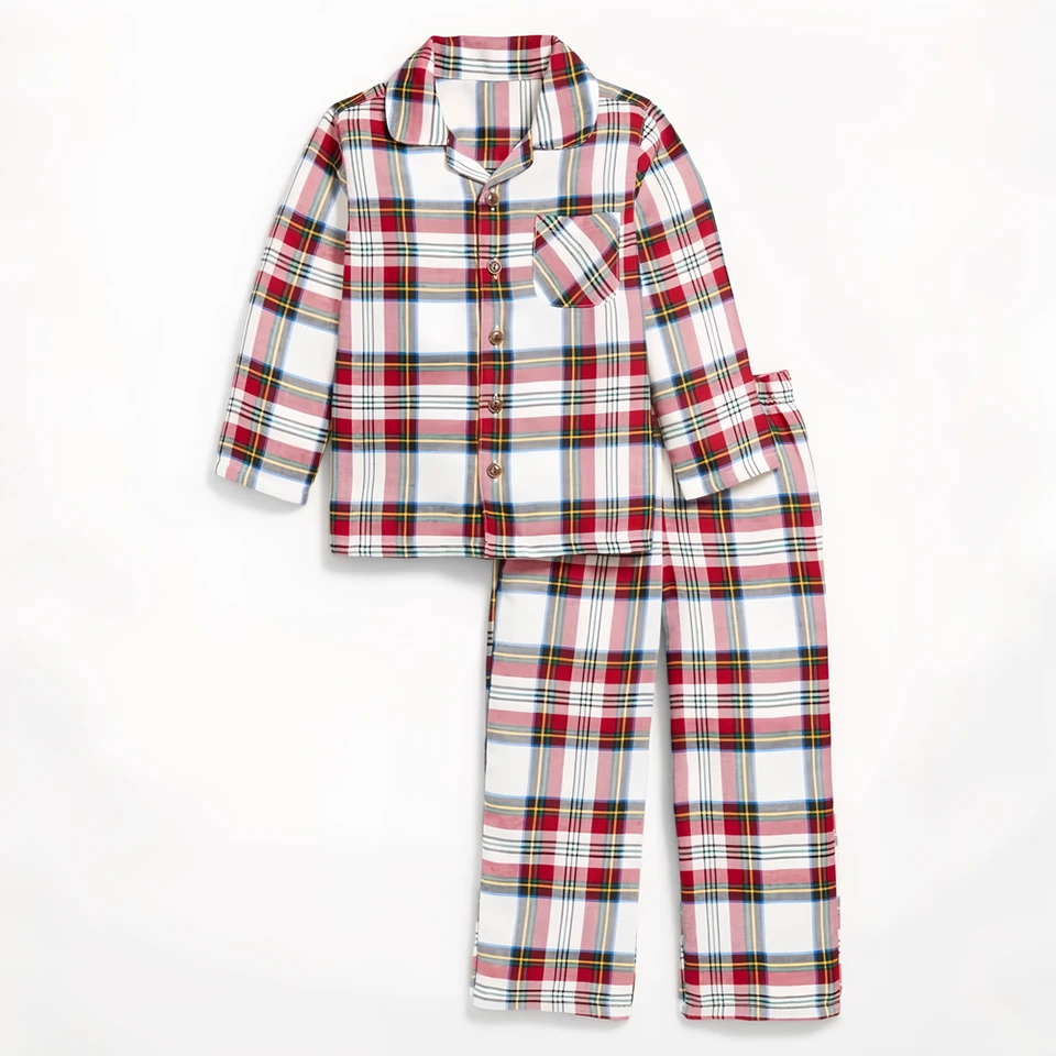 New Year Family Clothes 2026 Fahion Plaid Cotton Baby Romper Dad Mom Kids Family Matching Pajamas Set Sleepwear Home Loungewear