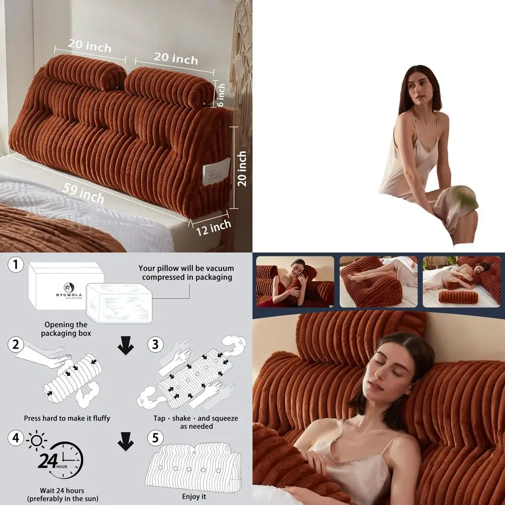 

Подушка из искусственного меха размера «queen-size» с двумя подушками для шеи, мягкий и поддерживающий, съемный чехол (коричневый)