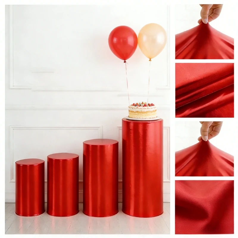 Bronzed Elastic Cylinder Stand Covers Plinth Stand Cover for Party Wedding Birthday Decoration Only Contains Cylinder Covers