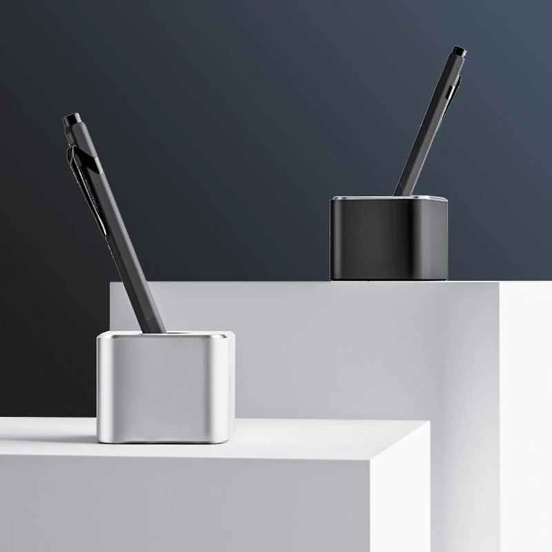 Portable Metal Square Pen Holder Aluminum Pen Pencil Holder Office Desktop Pen Stand Base Bathroom Makeup Brush Organizer