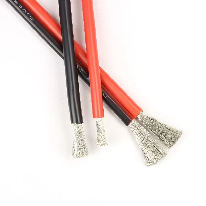5/10m 2Pins Red Black Silicone Cable 30 28 26 24 22 20 18 16 15 14 12 10 8AWG High Temperature Resistant Soft Tinned Copper Wire