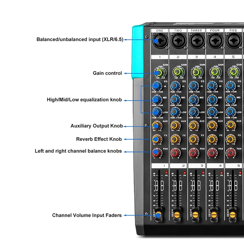 M01K Professional Audio Mixer GAX-PA8 Channel Sound Board Console Mixing Desk System Interface Built-In 256 Reverb Effect EU Plu