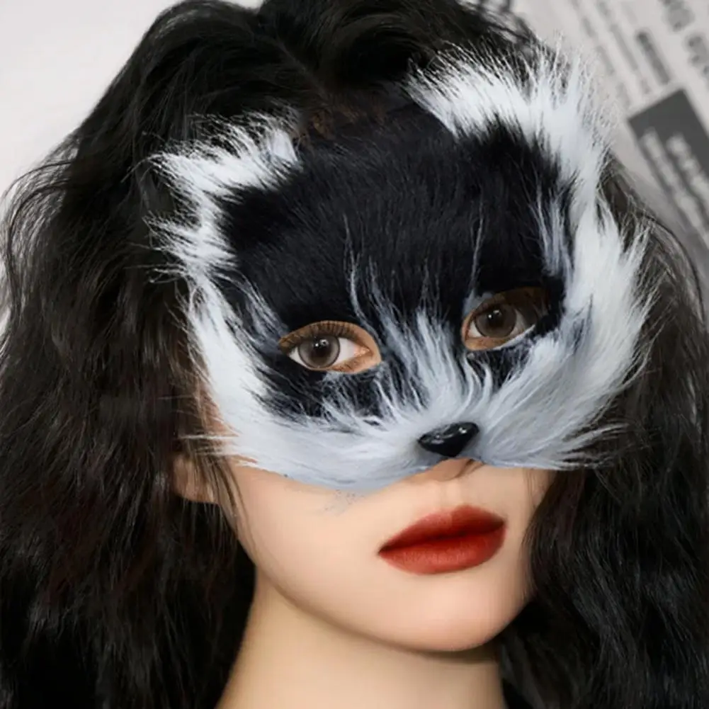 Halloween Animal Face Cushion Plush Fox Half Face Cushion Cosplay Props Carnival Masquerade Costume Accessories 고양이 얼굴 패드 역할극.