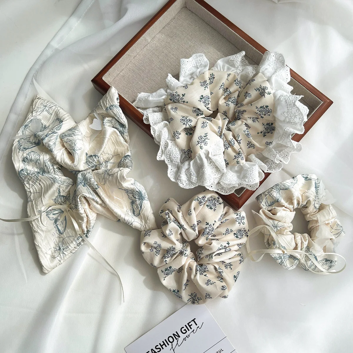 Scrunchies de estilo coreano Para mujer, corbata de pelo de jardín, lazo Floral, Scrunchie de encaje, Accesorios Kawaii Para el Cabello