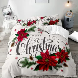 Christmas Duvet Cover  Size  Blue Bedding Set Snowflakes Printed Bedspread Cover Merry Christmas Theme Decor Comforter Cover for