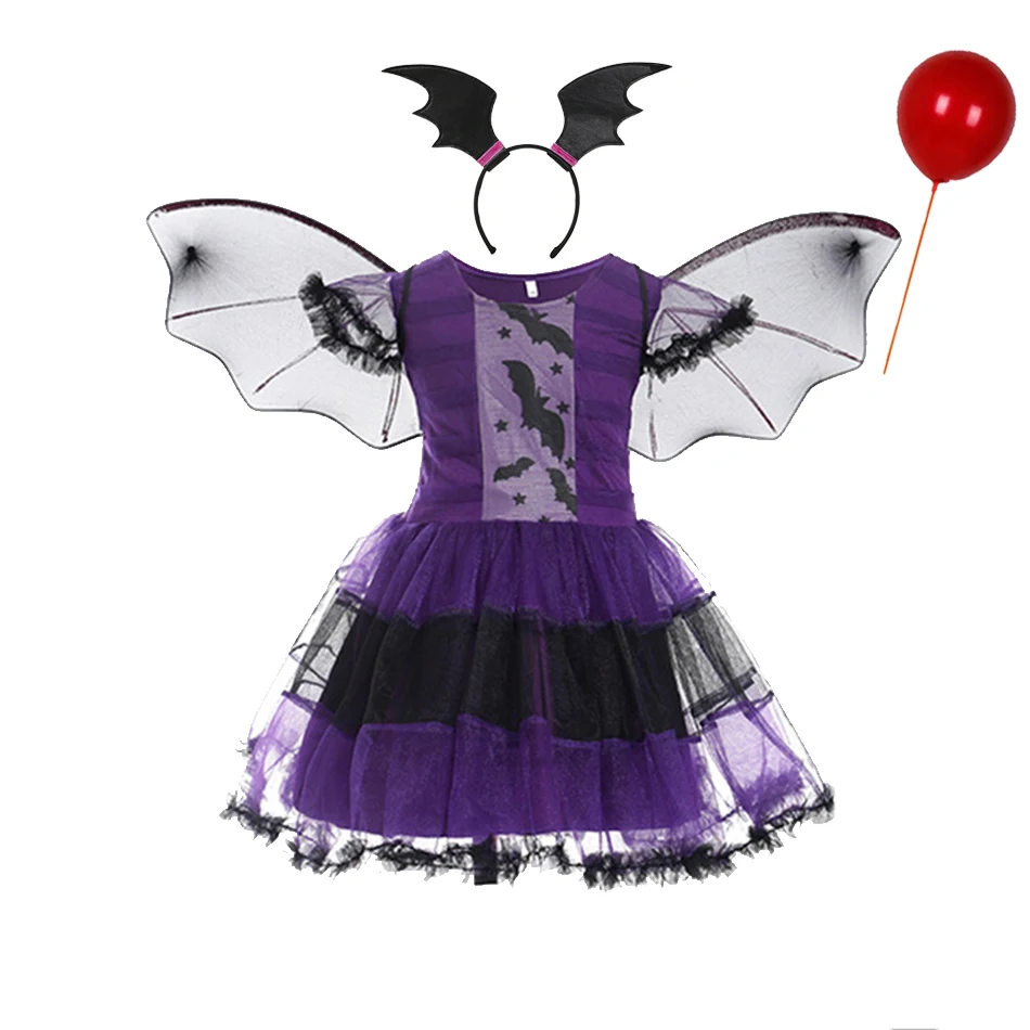 Halloween Vampire Disguise Clothing Child Disney Junior Vampirina Dress with Wings Gloves Girls All Saints\' Day Kids Costume