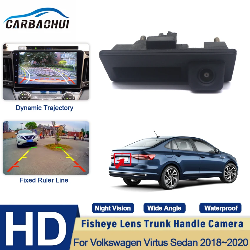 

Камера заднего вида с ручкой для багажника автомобиля Volkswagen, для VW Virtus 2018 2019 2020 CCD HD, камера заднего вида для парковки