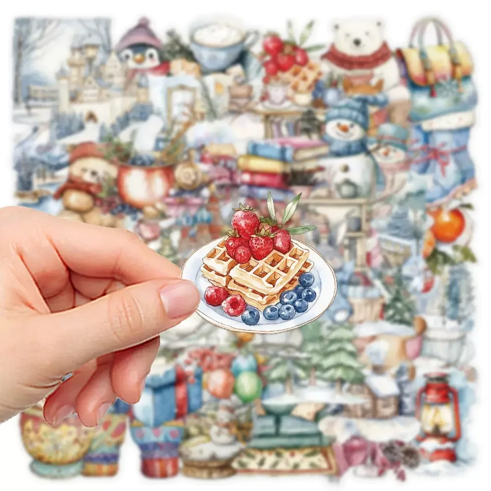 10/50pcs Cute Warm Winter Transparent Graffiti Stickers Christmas Decoration Decals Toys DIY Laptop Phone Guitar Kawaii Sticker