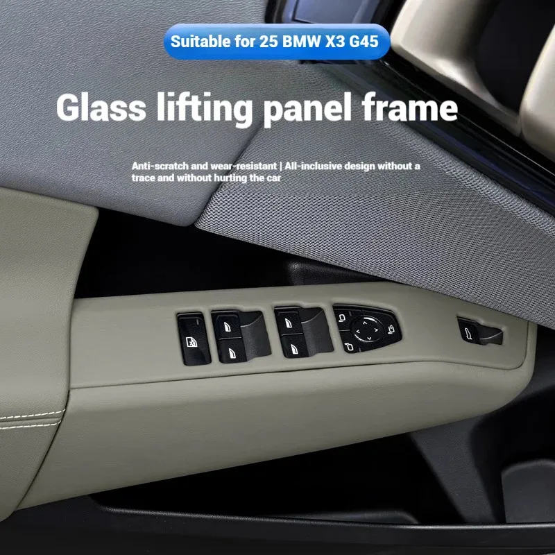 

4-piece of foreskin glass lift panel swindow button frames decorative stickers For BMW X3 G45 2025 Car interior accessories