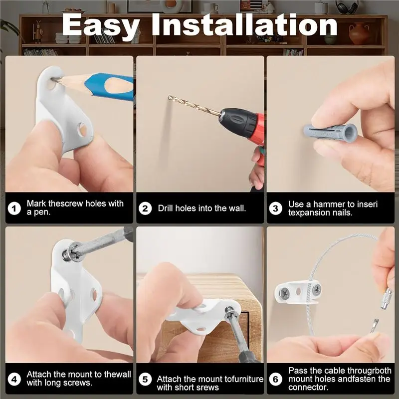 Ancrages de meubles en métal Anti-basculement pour bébé, sangles de meubles pour enfants, pour armoire, armoire, tiroirs, commode, AEE4-10 pièces