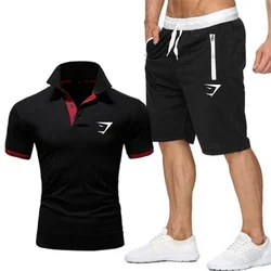 Hot selling Summer Men's Leisure Sports Set Brand POLO Shirt+Shorts Two Piece Set Fitness Jogging shorts Sports and Leisure Set