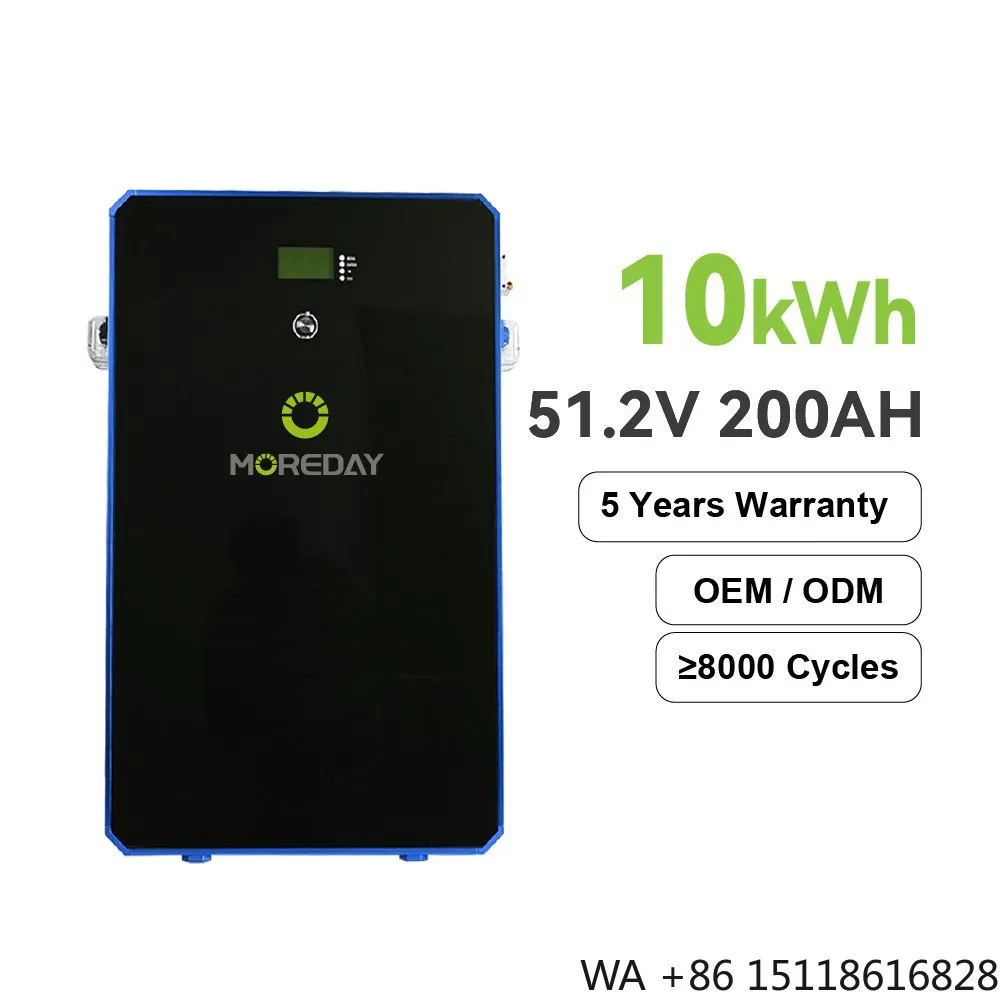 GRT 10.24kWh Split Wall-Mounted Hybrid Grid Solar Inverter RS485/CAN/Bluetooth Black 51.2V 200Ah LiFePO4 Battery Storage Home