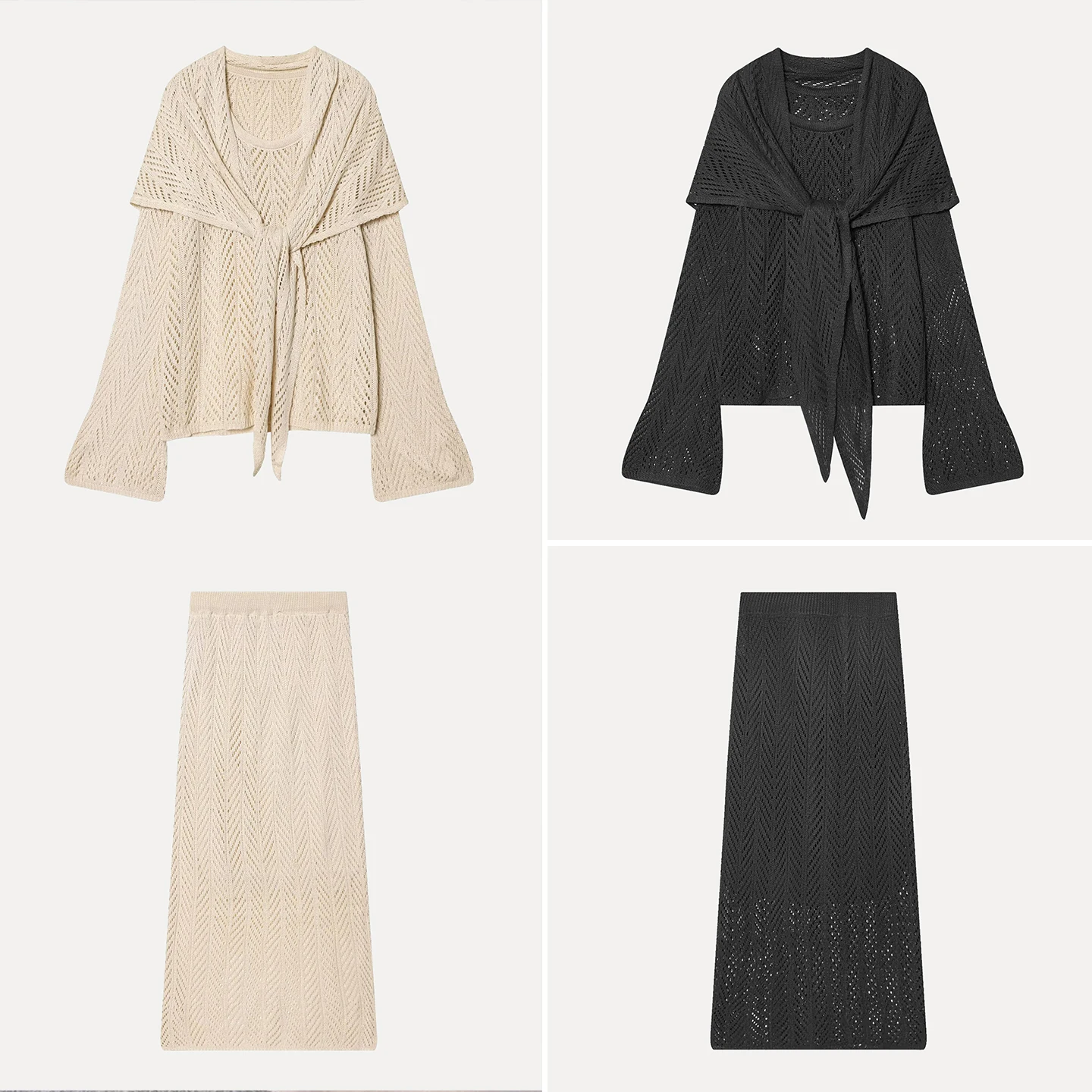 

Fashionable Casual Knitted Shawl Three-Piece Set Women's Spring 2026 New Arrival Versatile Daily Wear Comfortable High Waist