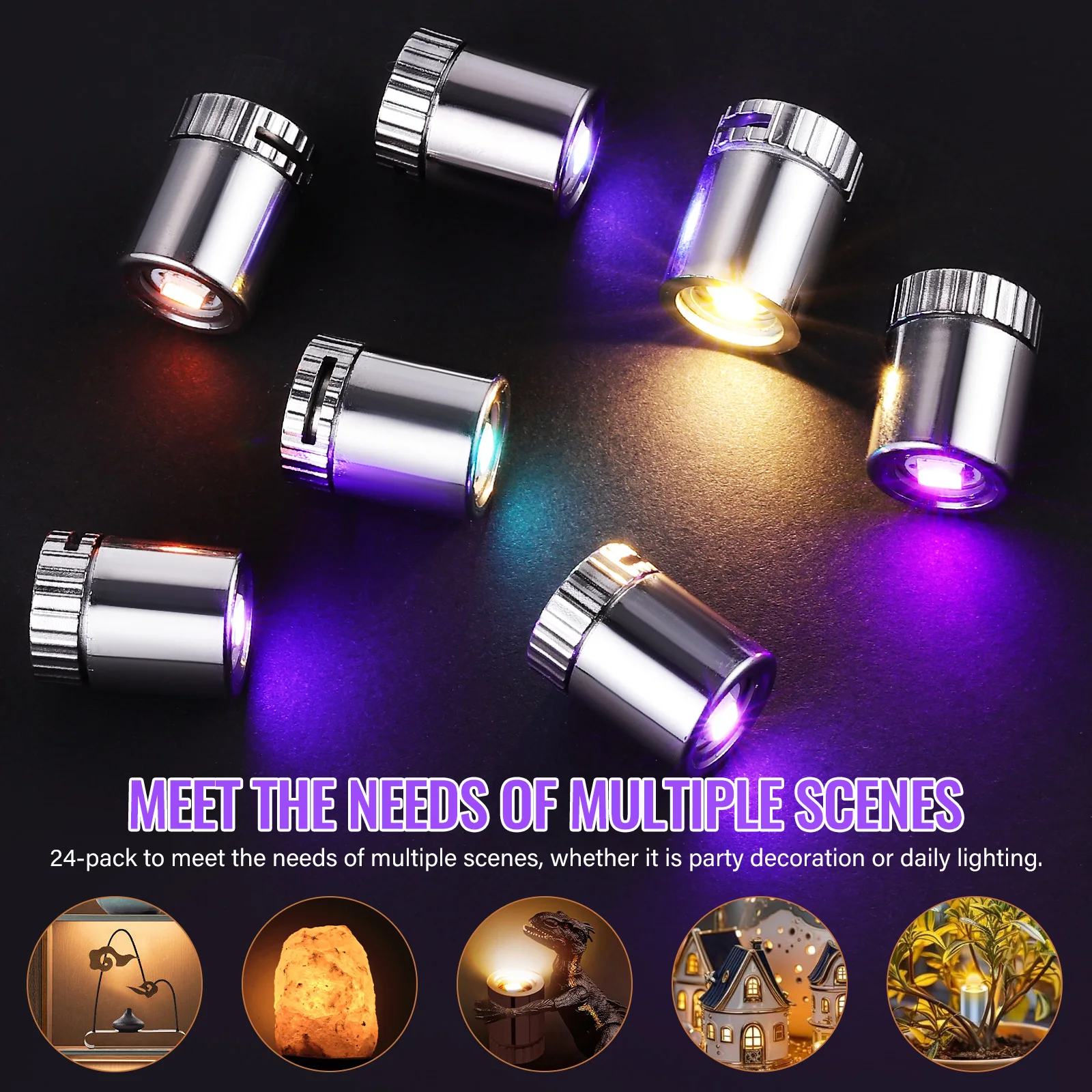 

24pcs Mini Led Lights Warm Colorful Tiny Lamps For Dollhouse Crafts Decoration Powered Small Lights Artwork Display