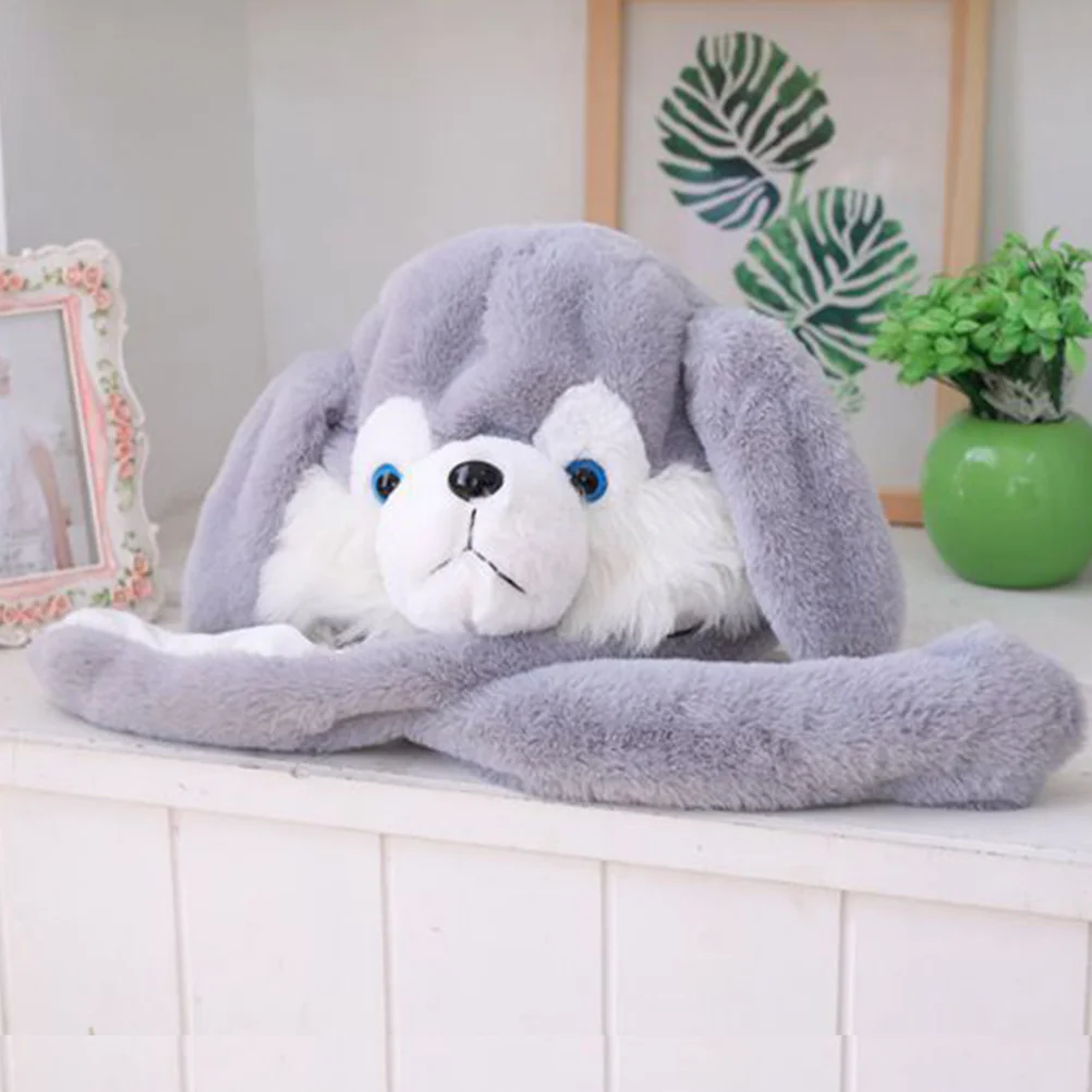 Disfraz de animal divertido móvil para orejas móviles, sombrero para perro, gorro de dibujos animados suave y cálido para niños y adultos