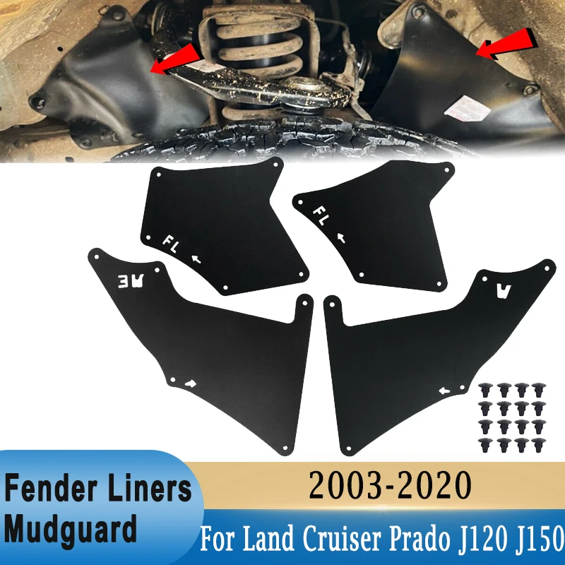 For Toyota Land Cruiser Prado J120 J150 FJ Cruiser Mudguards Splash Shield Mud Flaps Guards Fender Liners Rubber Car Accessories