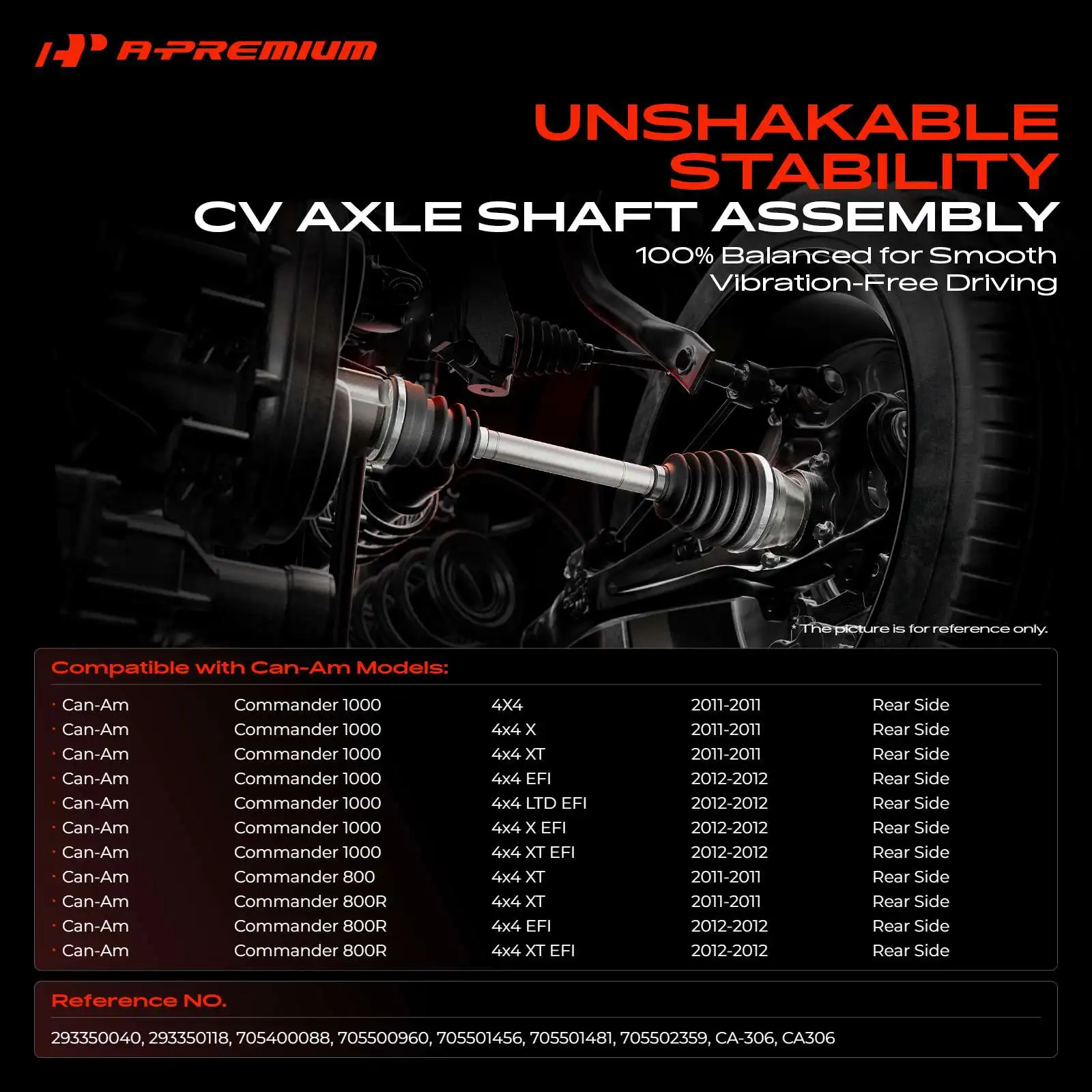 A-Premium Rear CV Axle Assembly for Can-Am Commander 800 2011 Commander 1000 Commander 800R 2011 2012