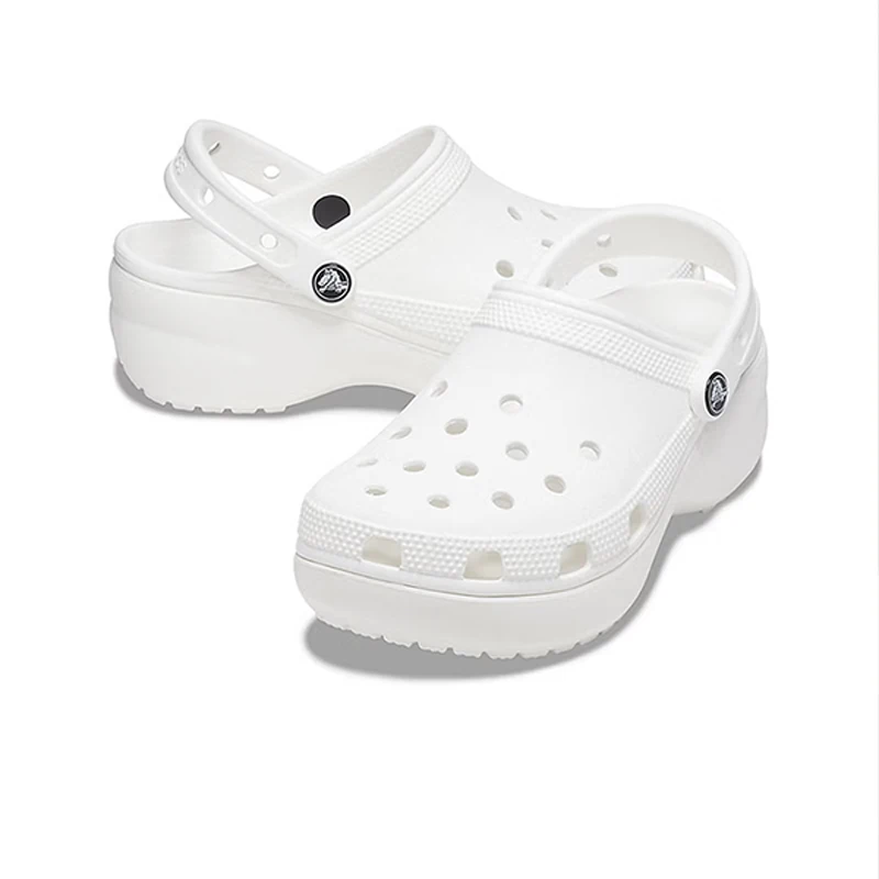 Crocs Classic Platform Clog Women's Retro Casual Clogs – White, 4.1cm Platform Heel, Classic Summer Style 206750-100