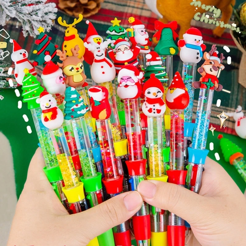 Multicolored Pen 4Pcs 0.5MM Pen Tip Smooth to Write 4 Color-in-1 for Student Artist Writing Christmas Stocking Fillers K1KF