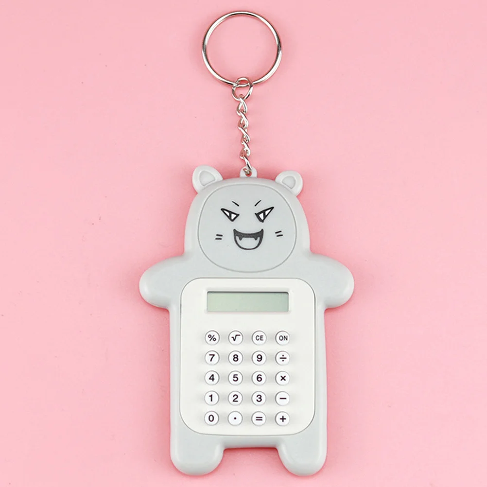آلة حاسبة صغيرة سلسلة المفاتيح المحمولة أداة الحوسبة الأساسية المتينة للطلاب قلادة الزخرفية الصغيرة