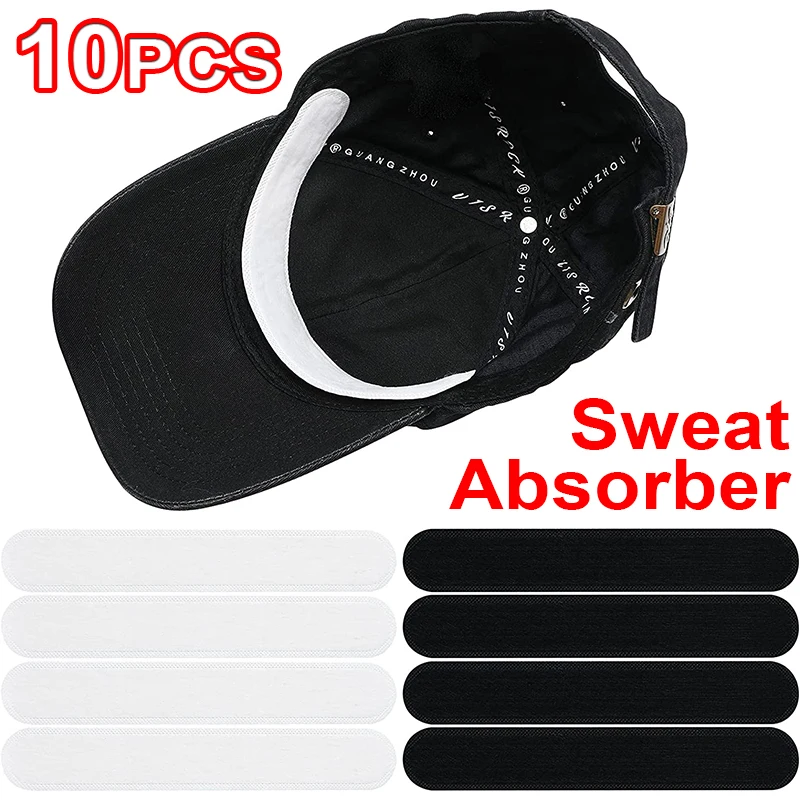 10Pcs Disposable Hat Anti Sweat Pads Invisible Anti-dirty Sweat Baseball Cap Absorbing Sweat Stickers Strip Cap Stick Liner Pads