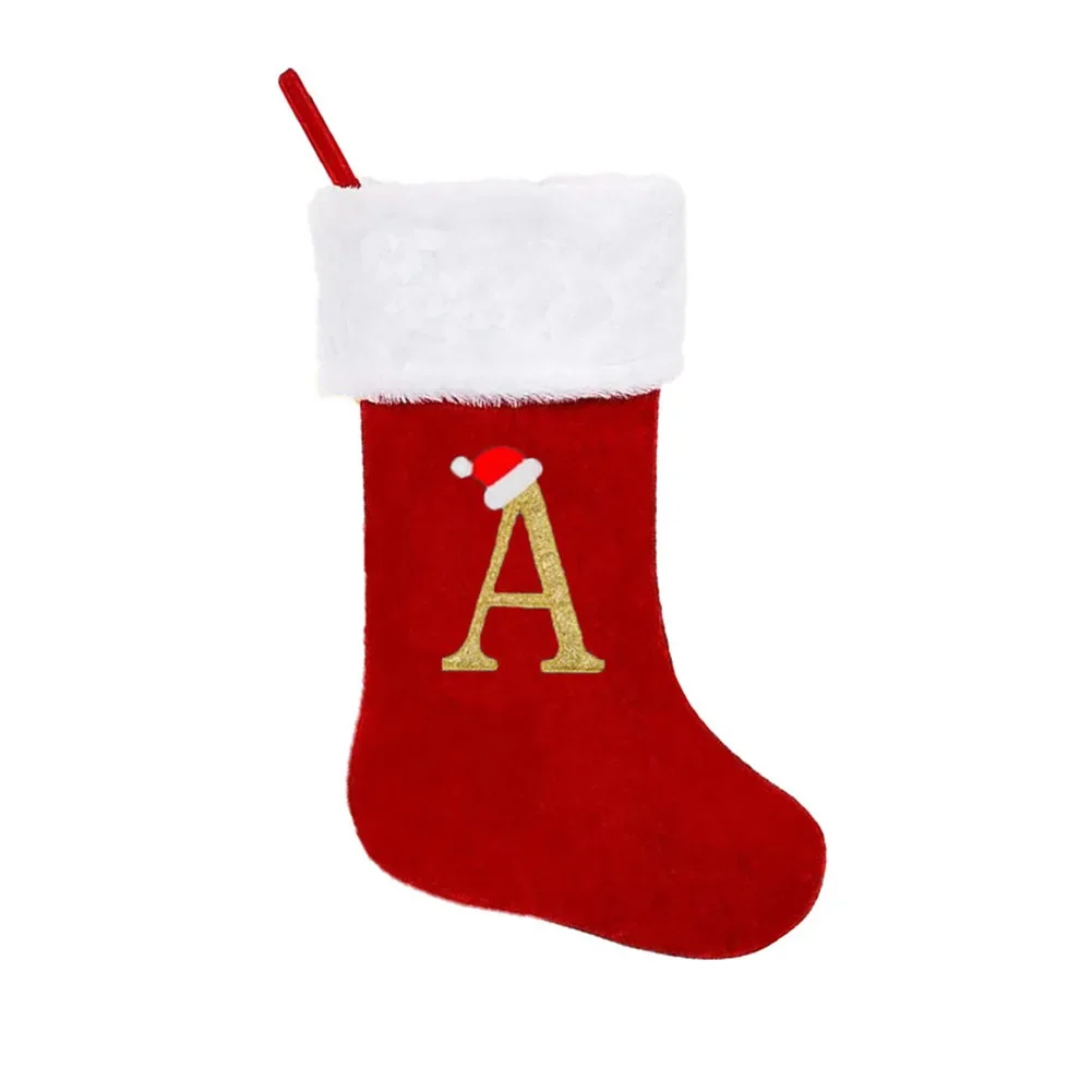 Festive Christmas Stockings  Embroidered Letter Design  Knitted Material  Perfect for Fireplace or Christmas Tree Decorations