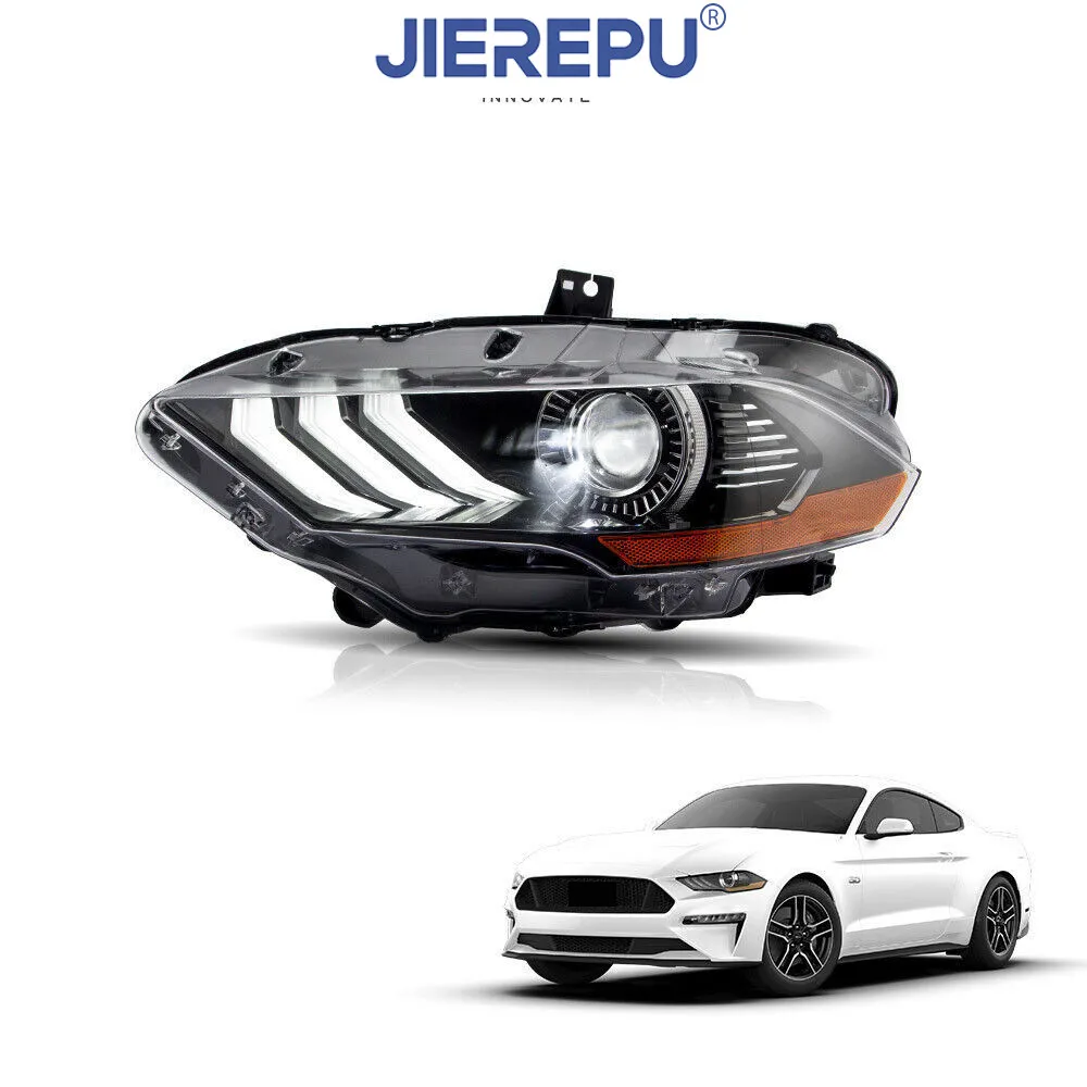 

1Pair Turn Signal LED Headlights Fits For FORD MUSTANG 2018-UP Left With Black Housing