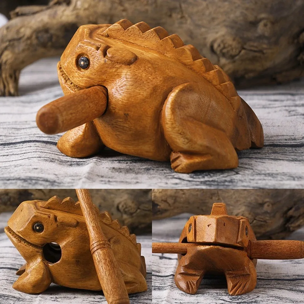 Wooden Frog Guiro Rasp Handcrafted Wooden Frog Musical Instrument,African Wooden Frog Rasp Musical The Lucky Frog Fortune Frog