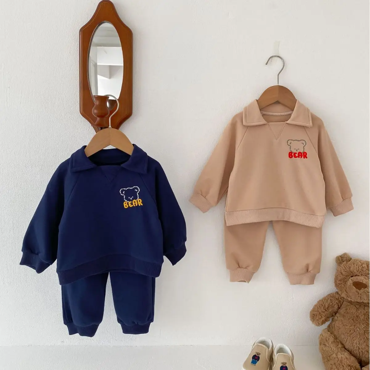 

Cartoon bear Baby Boy's girls Tracksuit Spring Loose Fashion Children Sweatshirt Toddler Costume Kids Sweatpants Set