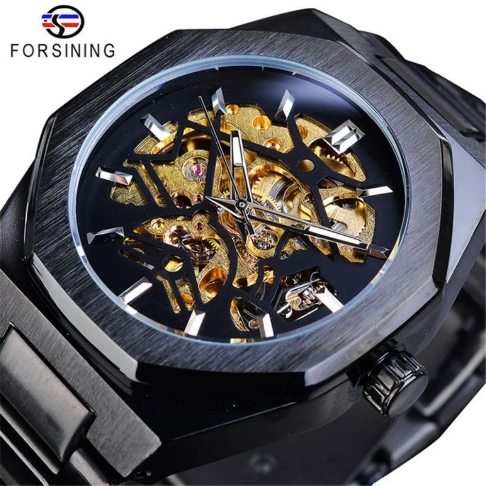 Top Luxury Business Men's Mechanical Watch, Fashionable Casual Personalized Hollow-Out Automatic Mechanical Watch for Men, European, American, Japanese, and Korean Style Personalized Street Style Cool Light Luxury Watch