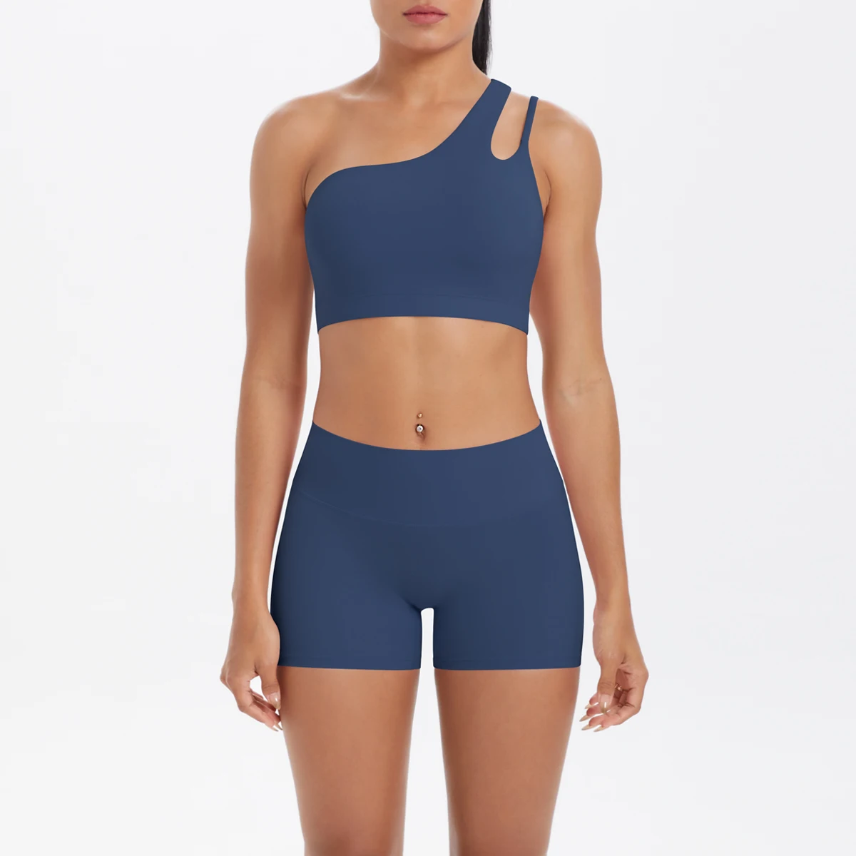 Yoga Anzug Sport Set Gym Sport Crop Tops Einfarbig Nylon Yoga Bh Laufen Radfahren Sport Gym Workout Yoga Shorts – Detail 15