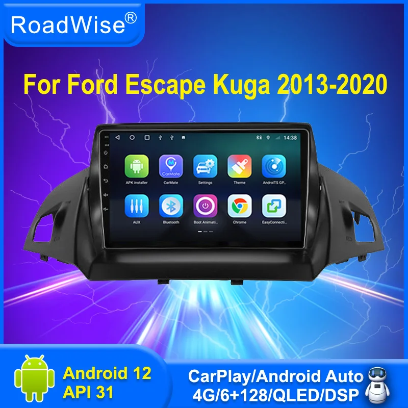 Roadwise 8+256 Android 12 Car Radio For Ford Escape Kuga 2 2013 - 2020 Multimedia Carplay 4G Wifi GPS DVD 2 Din Autoradio Stereo