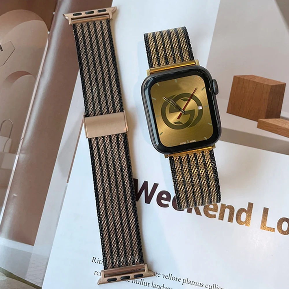 Stainless Steel Woven Strap For Apple Watch Ultra 2 49mm Metal Slim 45mm 46mm For iWatch Series 10 9 8 7 6 5 SE 42mm Accessories