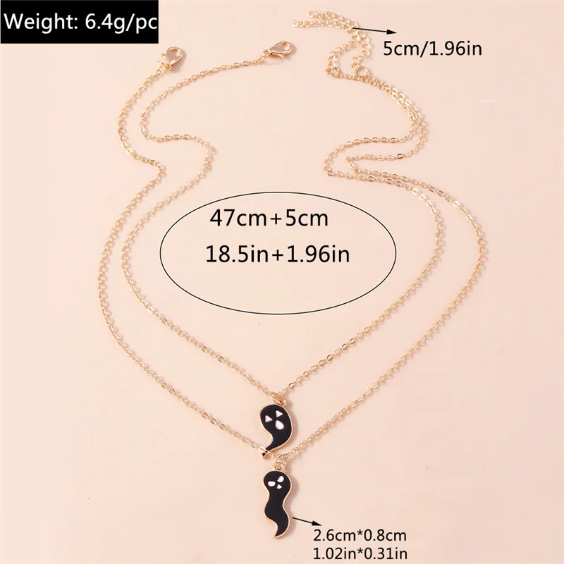 Aihua Nette Emaille Halloween Vampire Kreuz Sarg Freundschaft Paar Halsketten Für Frauen Männer BFF Beste Freundin Halsketten Schmuck – Detail 19