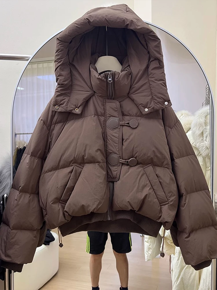 

Женская хлопковая куртка-пуховик на зиму, новая модель, свободный крой, теплая, в корейском стиле, с длинными рукавами, на молнии