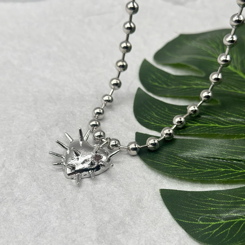 Love Hurts-gargantilla con colgante de corazón con pinchos para hombre y mujer, gargantilla con cadena de cuentas Grunge y corazón de espina gótica, joyería Punk y2k