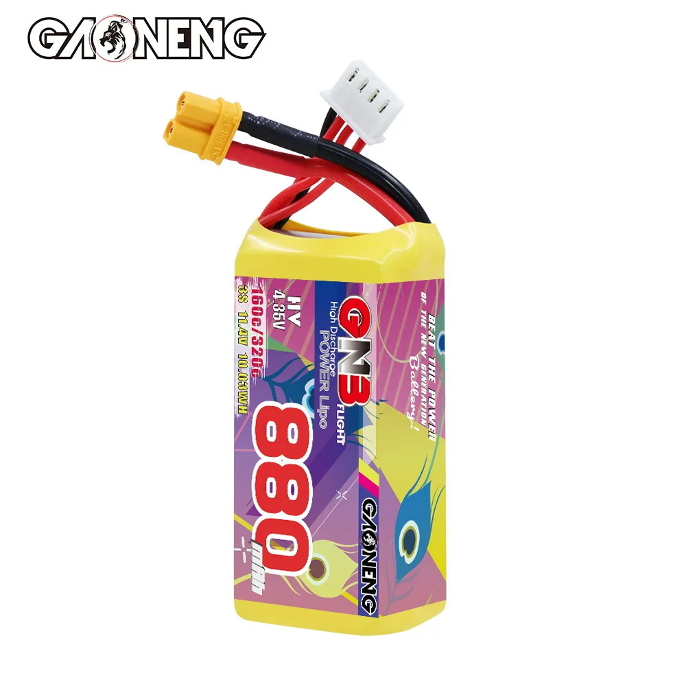 3PCS GNB LiPo Battery 3S 11.4V 880mAh 160C/320C for FPV Drone Quadcopter Airplane Helicopter Parts 11.4V Rechargeable Battery