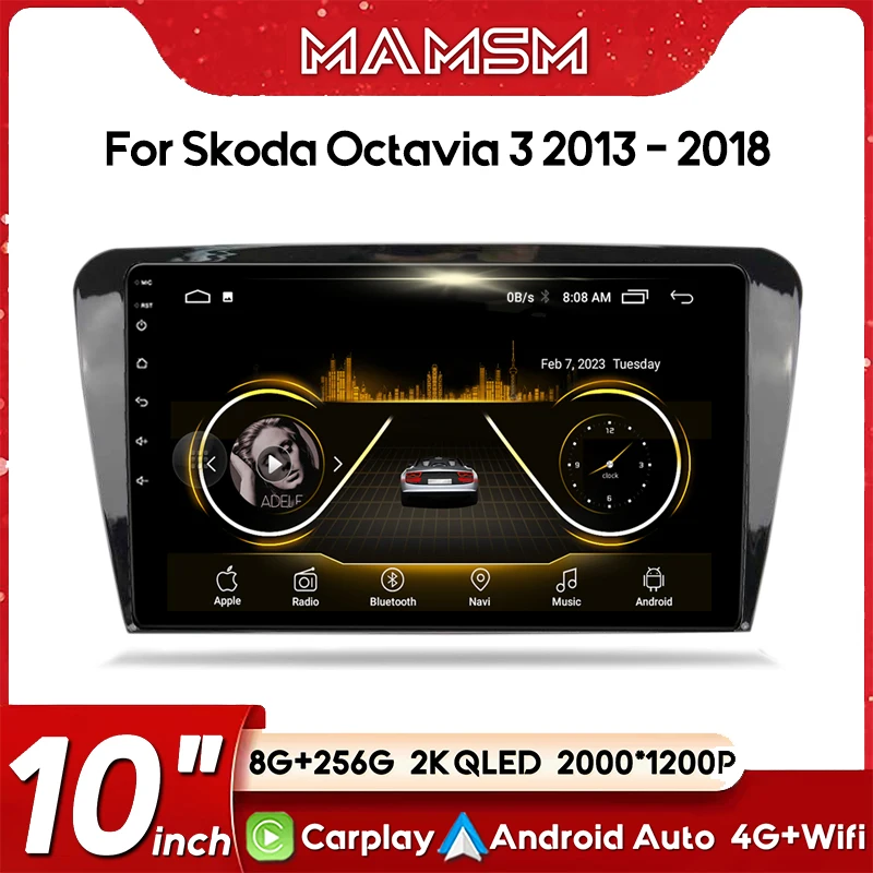 

Для Skoda Octavia 3 A7 2013-2018 Android 13 Carplay Auto 4G + WIFI GPS Автомобильный радиоприемник Навигация Мультимедийный видеоплеер Стерео BT