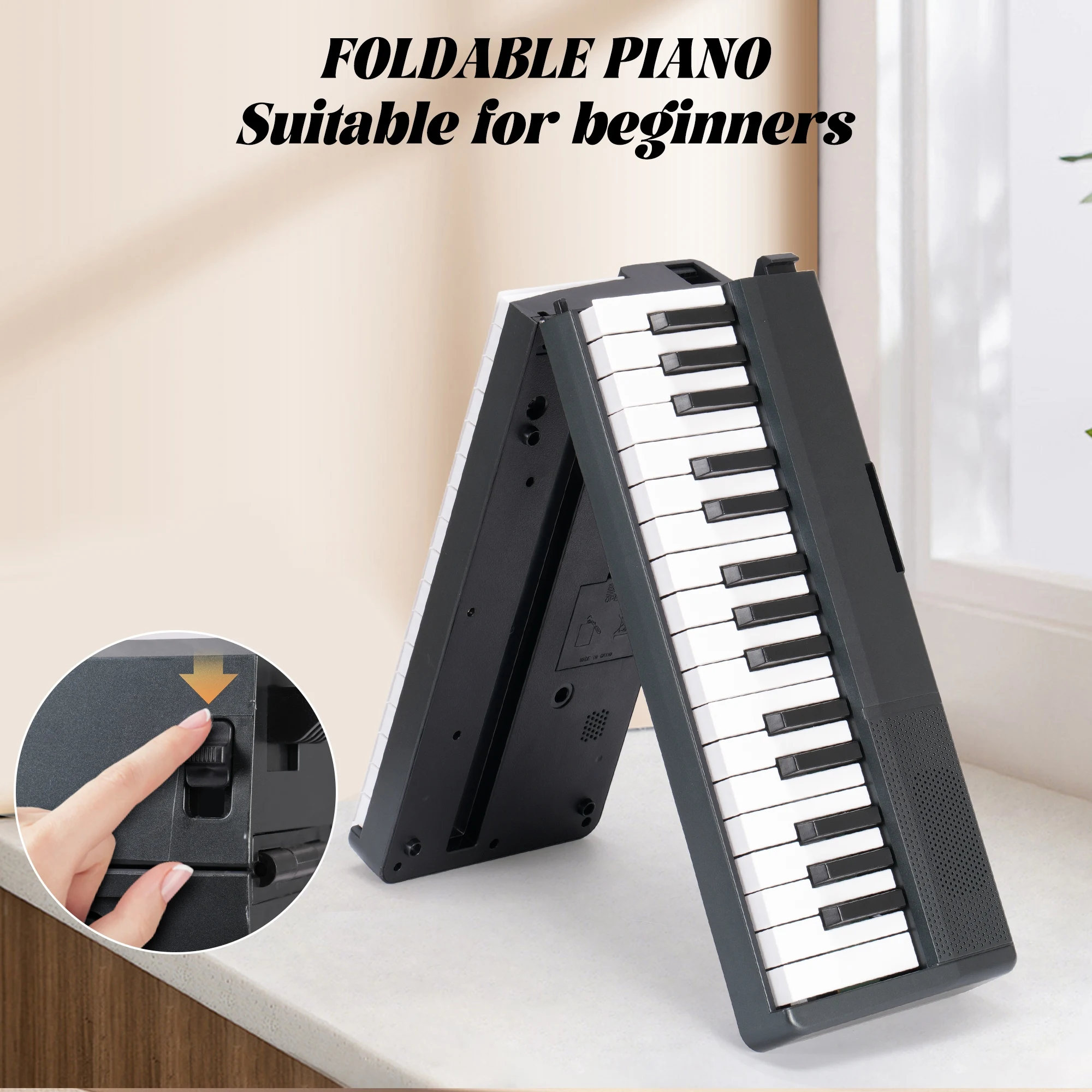 Portable Piano 61 Keys Portable Keyboard Piano 1000 Tones 150 Demo Songs Folding Electronic Keyboard Piano Black Foldable Piano - Image 4